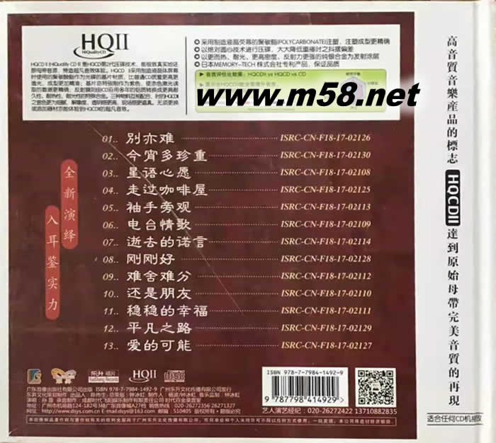 超越15 HQII HQCD專輯背面圖片
