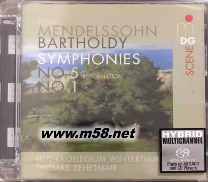 門德爾松:第一交響曲;第五交響曲 宗教改革 MENDELSSOHN BARTHOLDY SYMPHONIES NO. 5 SACD專輯正面圖片