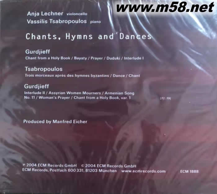 吟詠誦贊 翩翩起舞 Chants, Hymns And Dances 大提琴與鋼琴專輯背面圖片