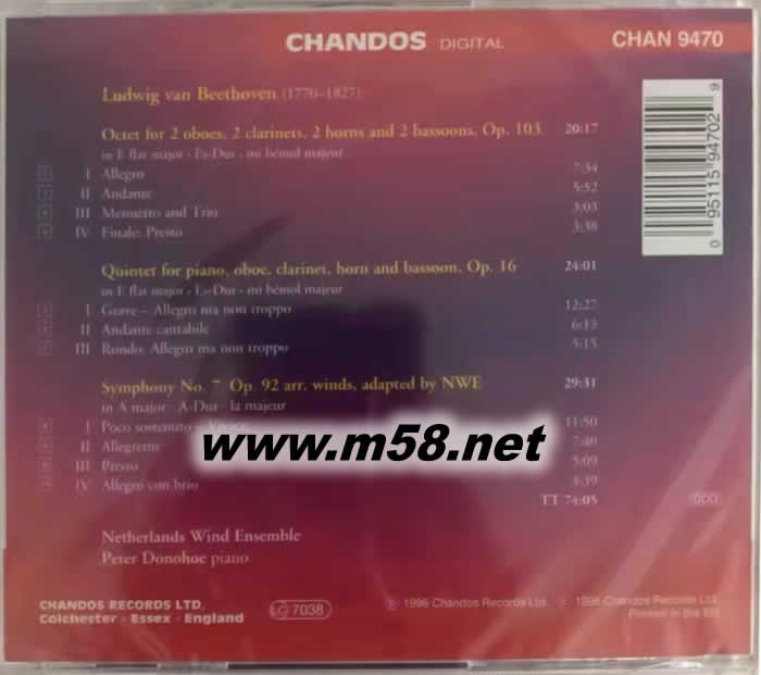 BEETHOVEN 貝多芬OCTET IN E FLAT MAJOR OP.103專輯背面圖片