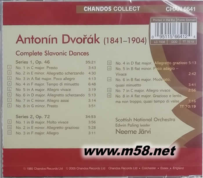 德沃夏克:斯拉夫舞曲全集 DVORAK COMPLETE SLAVONIC DANCES專(zhuān)輯背面圖片