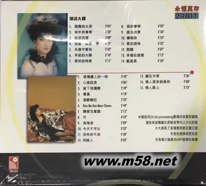 勁舞的女孩+玻璃墻上的一吻 雙CD 珍藏版專輯背面圖片