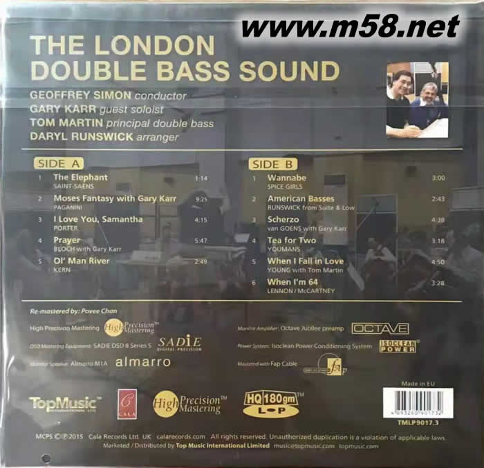 THE London Double Bass Sound (180g 33RPM LP) 倫敦低音大提琴 黑膠專輯背面圖片