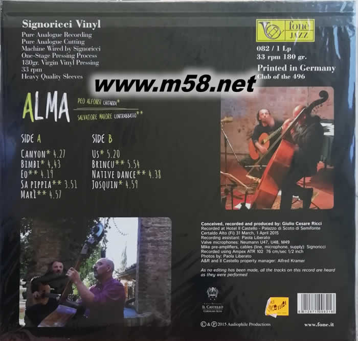 靈魂(Alma) 爵士二重奏大提琴與吉它 黑膠專輯背面圖片