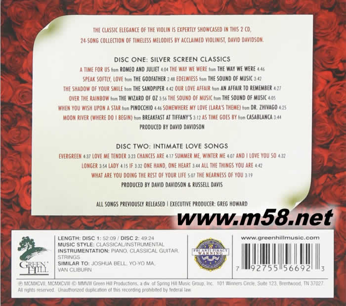 BEAUTIFUL STRINGS 美麗琴弦(小提琴)專輯背面圖片