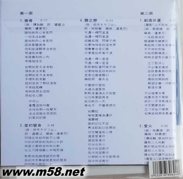 BTB - 霧之戀 升級復黑王(圖案版)專輯背面圖片