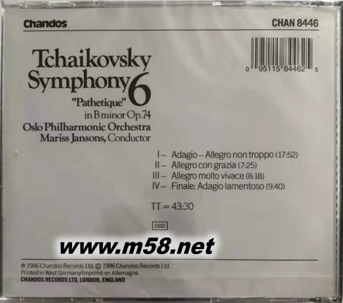 柴可夫斯基:第6交響曲 悲愴 TCHAIKOVSKY SYMPHONY 6專輯背面圖片