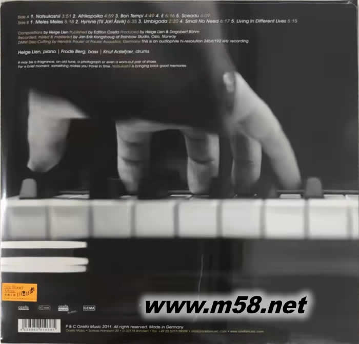 親愛 Natsukashii (爵士三重奏 鋼琴、低音大提琴、鼓 ) 黑膠專輯背面圖片