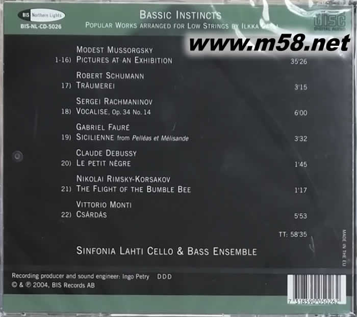 低音本色BASSIC INSTINCTS - POPULAR WORKS FOR LOW STRINGS專輯背面圖片