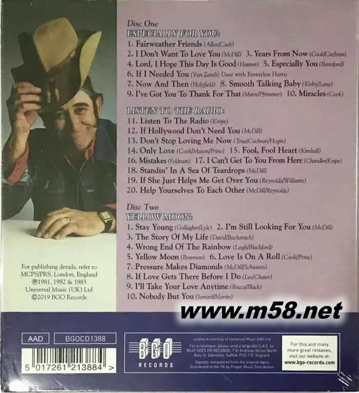 Especially For You / Listen To The Radio / Yellow Moon 3CD套裝專輯背面圖片