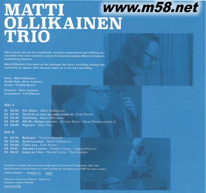 爵士三重奏(鋼琴、大提琴、鼓)Analogue Adventures模擬冒險 黑膠專輯背面圖片