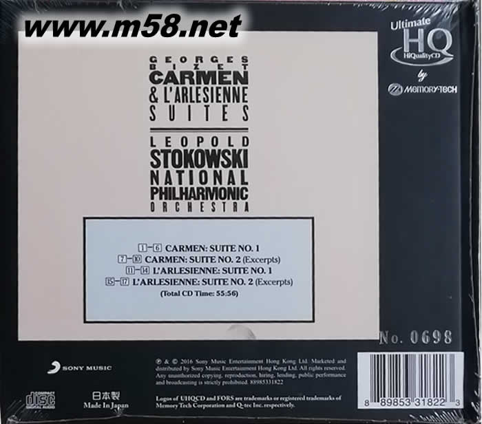 白頭佬 CARMEN 比才卡門 斯托科夫斯基 經典名盤 報紙版 UHQCD 限量版專輯背面圖片