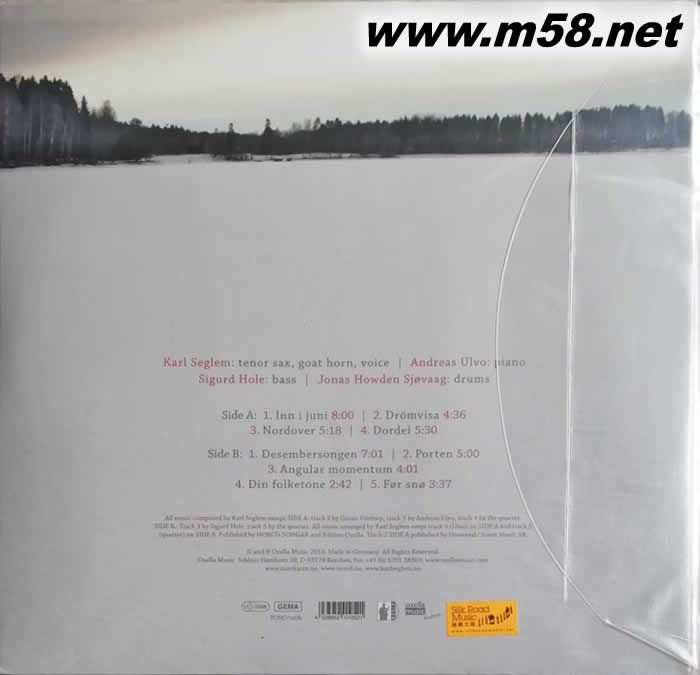 新的歌曲 NyeSongar no (薩克斯、羊號角、鋼琴、貝斯) 黑膠專輯背面圖片