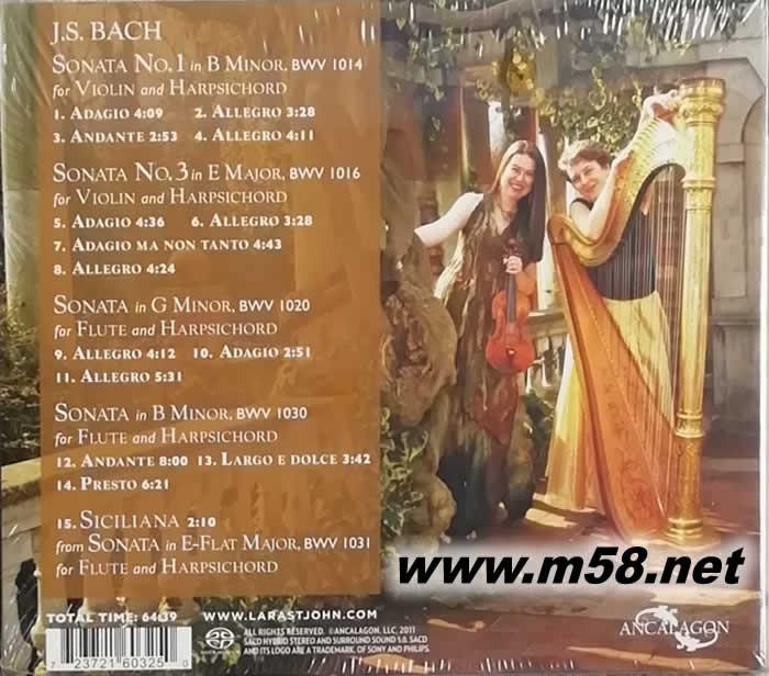 拉拉圣薔 巴赫:豎琴演奏 BACH SONATAS SACD(小提琴與豎琴 劉漢盛推介)專輯背面圖片