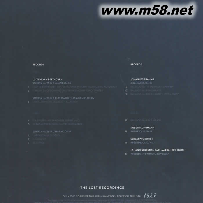 音樂遺產 THE UNRELEASED RECITALS AT THE CONCERTGEBOUW 雙黑膠專輯背面圖片