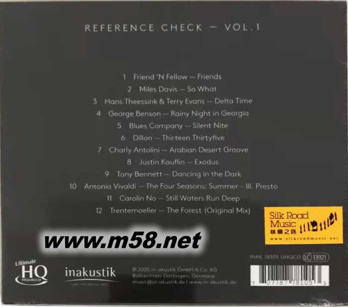 金榜 揚聲器參考對比鑒定盤 第一輯 Canton Reference Check - Vol. 1 UHQCD專輯背面圖片