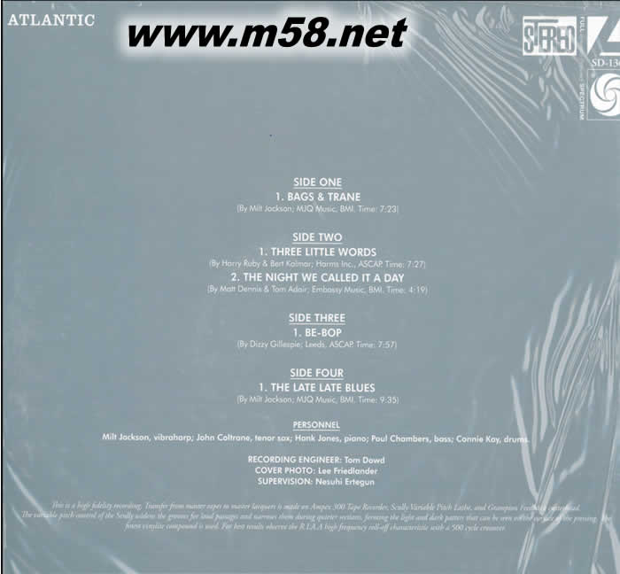 Milt Jackson & John Coltrane – Bags And Trane 爵士薩克斯 雙黑膠專輯背面圖片