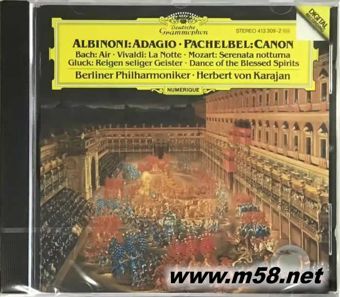 卡拉揚 指揮 阿爾比諾尼:柔板 帕哈貝爾 卡農 Albinoni: Adagio; Pachelbel: Canon; Bach: Air: Vivaldi: La Notte; Moz專輯正面圖片