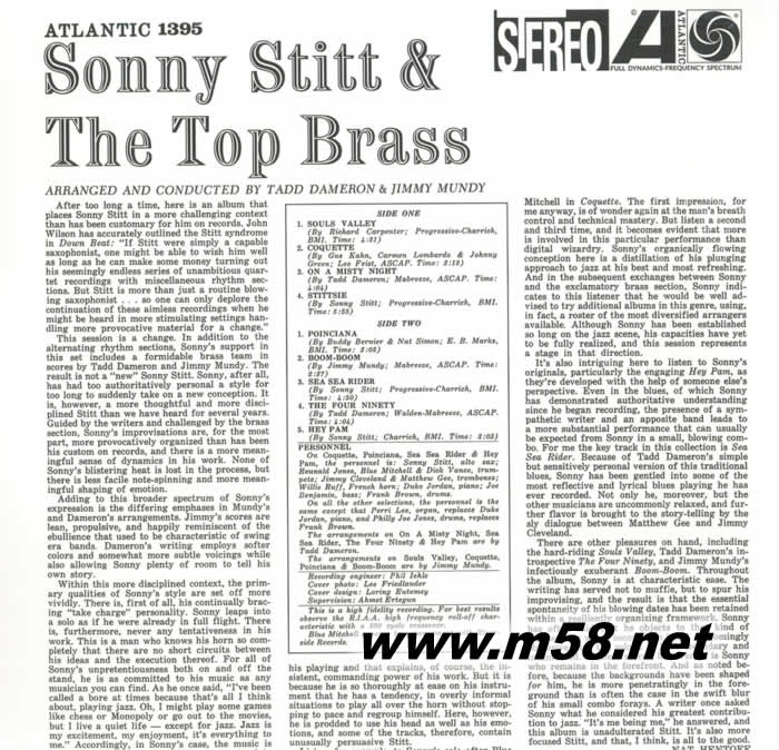 Sonny Stitt & The Top Brass 黑膠專輯背面圖片