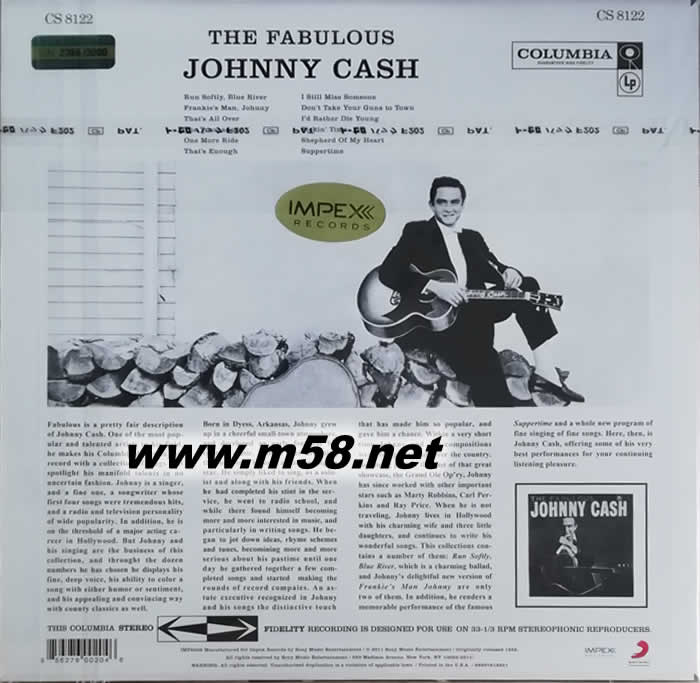 令人難以置信的約翰尼 卡什 The Fabulous Johnny Cash 鄉謠 黑膠專輯背面圖片