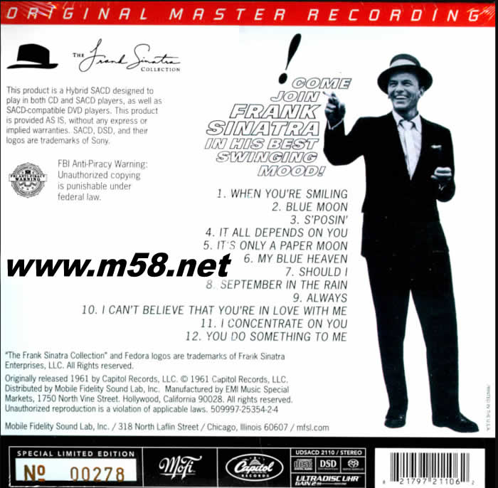Sinatra’s Swingin’ Session SACD 限量版專輯背面圖片