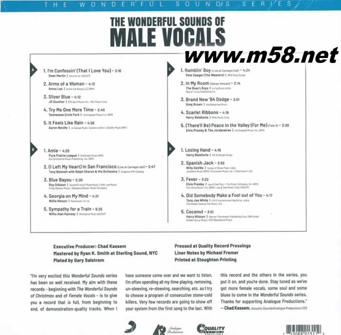 THE WONDERFUL SOUNDS OF MALE VOCALS 雙黑膠 限量版專輯背面圖片