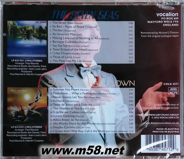 保羅莫里哀 金韻情誼 THE SEVEN SEAS專輯背面圖片