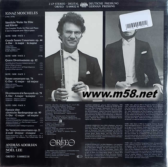 IGNAZ MOSCHELES 伊格納茲·莫謝萊斯:長笛與鋼琴奏鳴曲全集 DMM黑膠專輯背面圖片