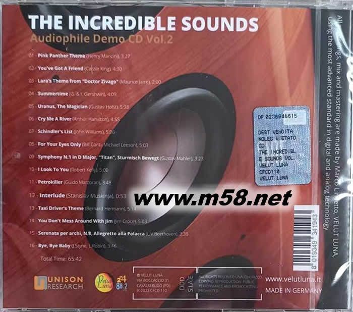 如月示范天碟2 THE INCREDIBLE SOUNDS AUDIOPHILE DEMO CD VOL.2專輯背面圖片