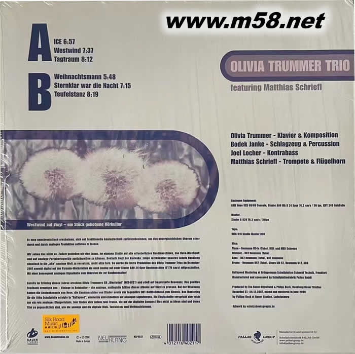 奧利維亞.頌瑪及其三重奏 西風 Westwind 黑膠專輯背面圖片