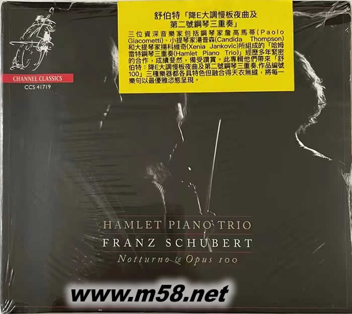 舒伯特:降E大調慢板夜曲及第二號鋼琴三重奏.作品編號100 Schubert :Notturno & Piano Trio No. 2, Op. 100 (鋼琴、小提琴、大提琴)專輯正面圖片