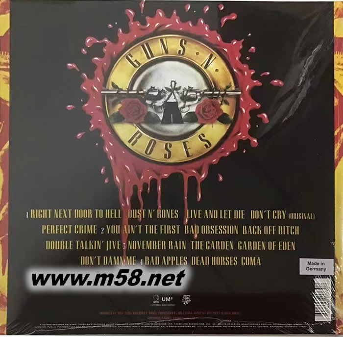 USE YOUR ILLUSION 用你的幻覺 黑膠專輯背面圖片