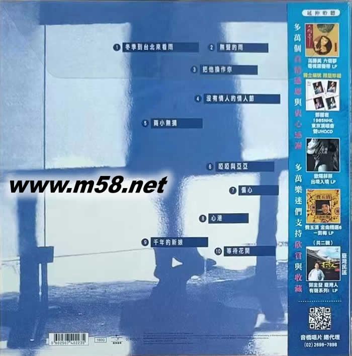 冬季到臺北來看雨(三十周年黑膠限量珍藏版)藍膠專輯背面圖片