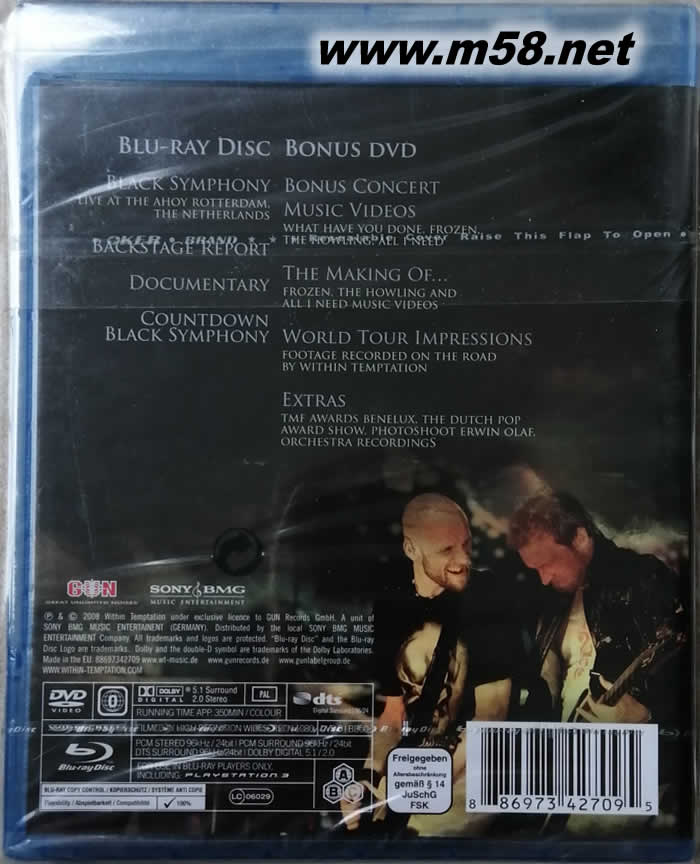 WITHIN TEMPTATION 荷蘭的美聲哥特金屬樂團 - Black Symphony 藍光BD專輯背面圖片