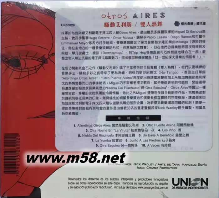 正宗阿根廷探戈天團 騷動艾利斯:雙人熱舞 Otros Aires: Dos專輯背面圖片
