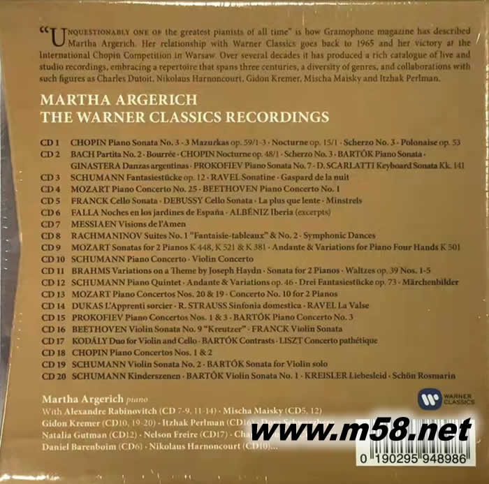 阿格里奇華納經典錄音 The Warner Classics Recordings 20CD大套裝專輯背面圖片
