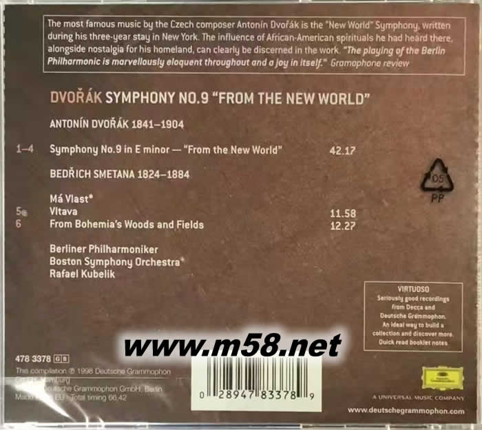 庫貝利克指揮 - 德沃夏克 第9交響曲 新世界 DVORAK SYMPHONY NO.9 VIRTUOSO大師系列專輯背面圖片
