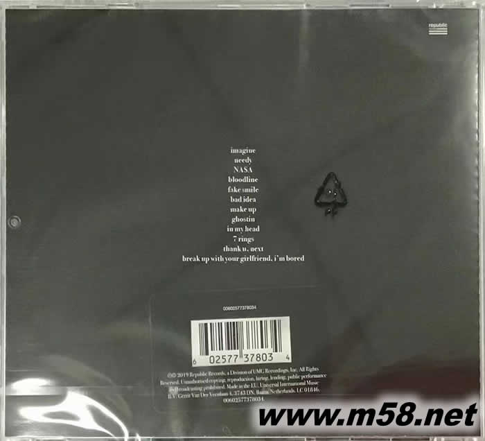 愛(ài)莉安娜 格蘭德 - thank u, next 謝謝 下一位 歐版專輯背面圖片