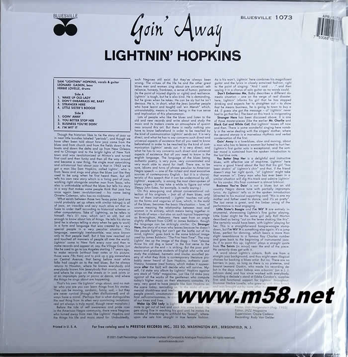 Goin Away 黑膠專輯背面圖片