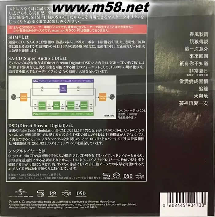 餓狼傳說 SHMSACD(SHMSACD僅限SACD機播放)2022版專輯背面圖片