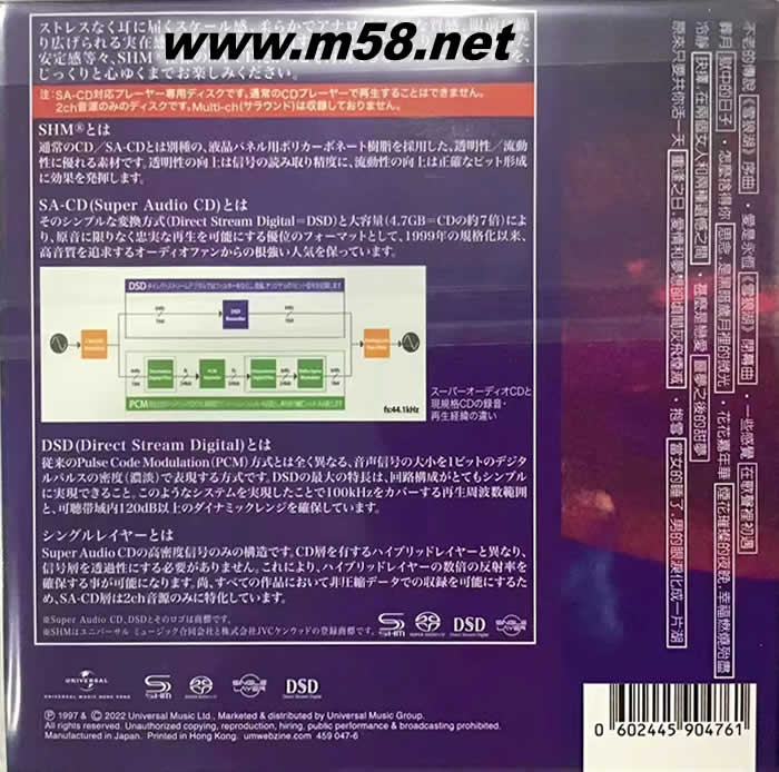 不老的傳說 SHMSACD(SHMSACD僅限SACD機播放)2022版專輯背面圖片