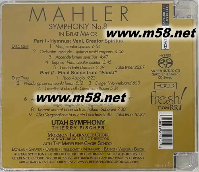 馬勒 第8交響曲Mahler : Symphony No. 8 雙SACD專輯背面圖片