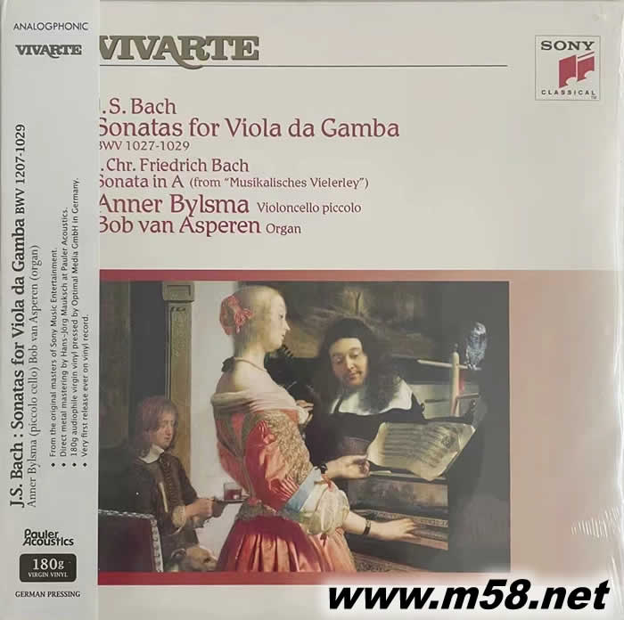 巴赫大提琴與風琴 SONATAS FOR VIOLA DA GAMBA 黑膠專輯正面圖片