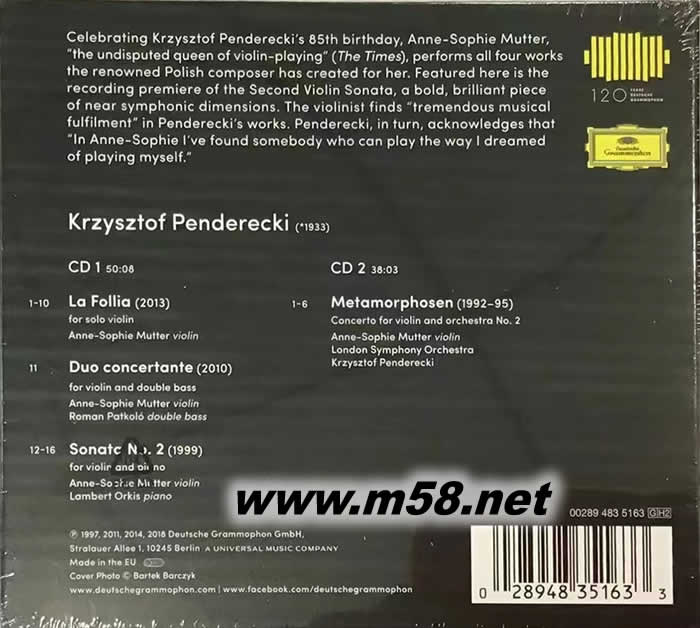 HOMMAGE A PENDERECKI專(zhuān)輯背面圖片