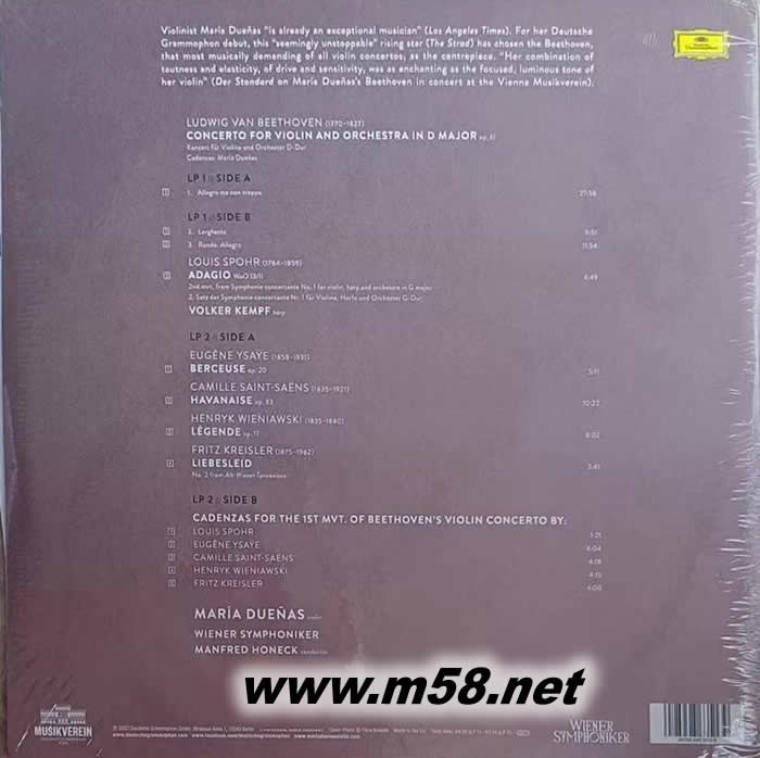 Beethoven and Beyond 西班牙少女小提琴家 雙黑膠(DG唱片125周年紀念版)專輯背面圖片