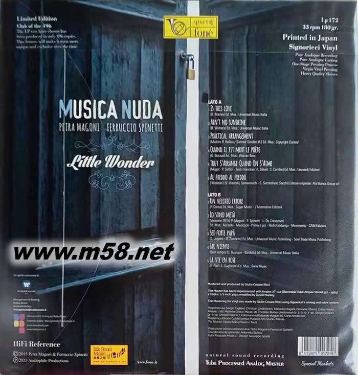 純粹音樂(lè) Musica Nuda Little Wonder 小小奇跡 黑膠 透明膠 日本限量版專輯背面圖片