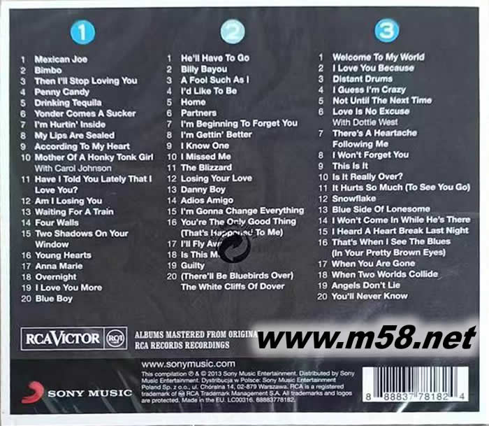 世界最美男聲美國鄉村音樂巨星 THE REAL JIM REEVES THE ULTIMATE JIM REEVES COLLECTIN 珍藏經典精選套裝 3CD套裝專輯背面圖片