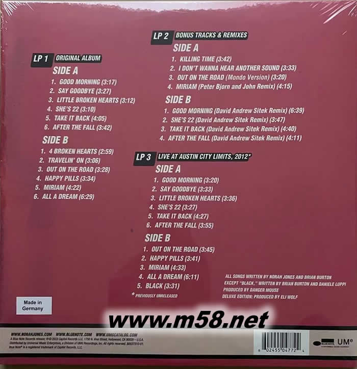 心碎 Little Broken Hearts 三黑膠套裝專輯背面圖片