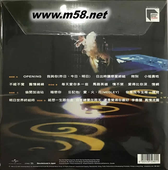 學與友93演唱會 黑膠 限量版專輯背面圖片