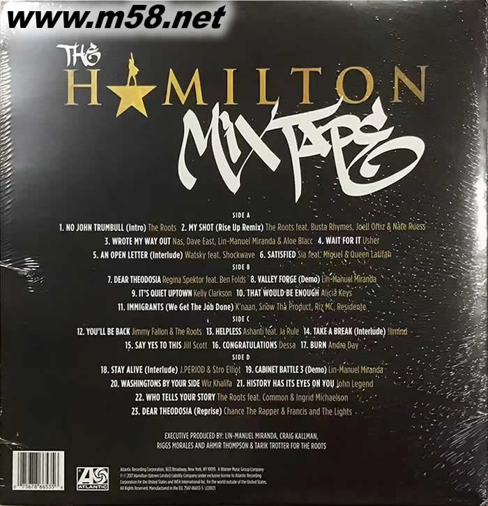 漢密爾頓 The Hamilton Mixtape 百老匯音樂劇 原聲碟 黑膠專輯背面圖片